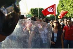 Protesters call for the departure of the Islamist-Reuters